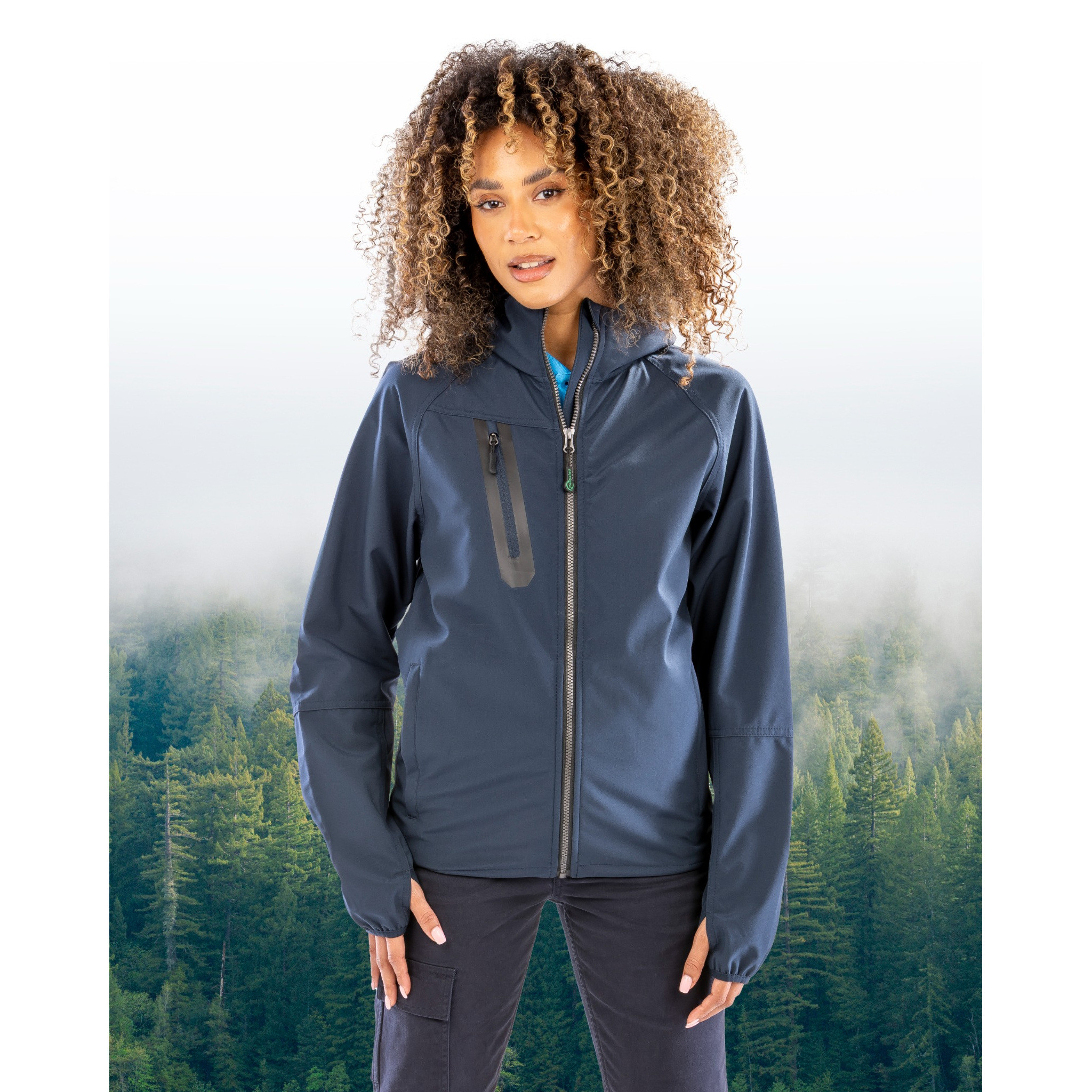 3-LAYER RECYCLED PRINTABLE CASUAL HOODED  SOFTSHELL